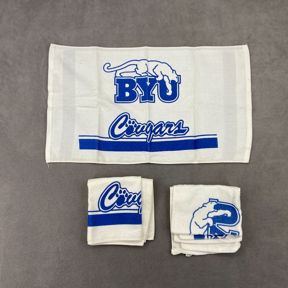 Vintage BYU Cougars White Rally Towel 15x24.5" NCAA Fan Souvenir - Lot of 3